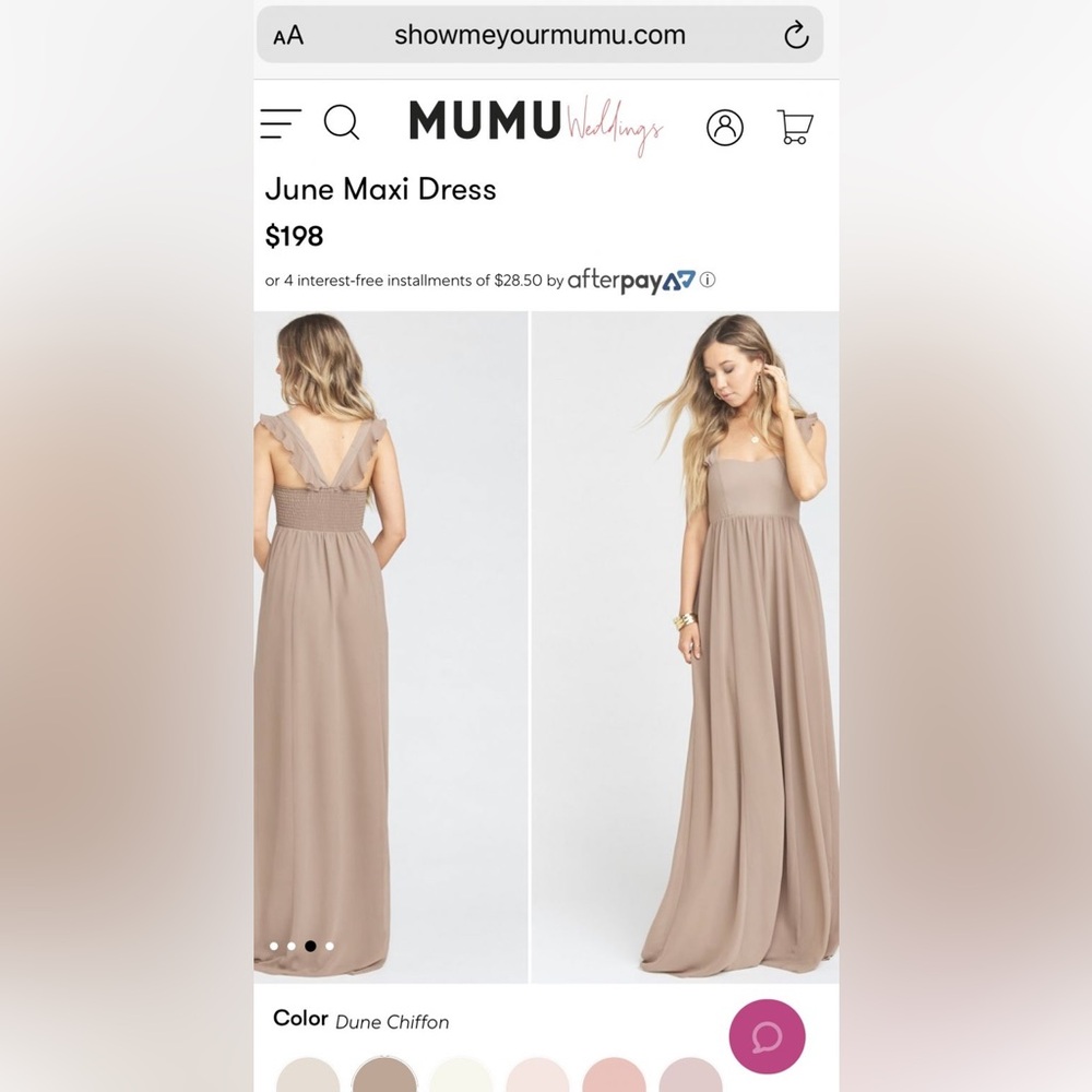 NWT Show Me Your Mumu Emily Empire Maxi Dress Soft Beige Chiffon Size M - Picture 3 of 11